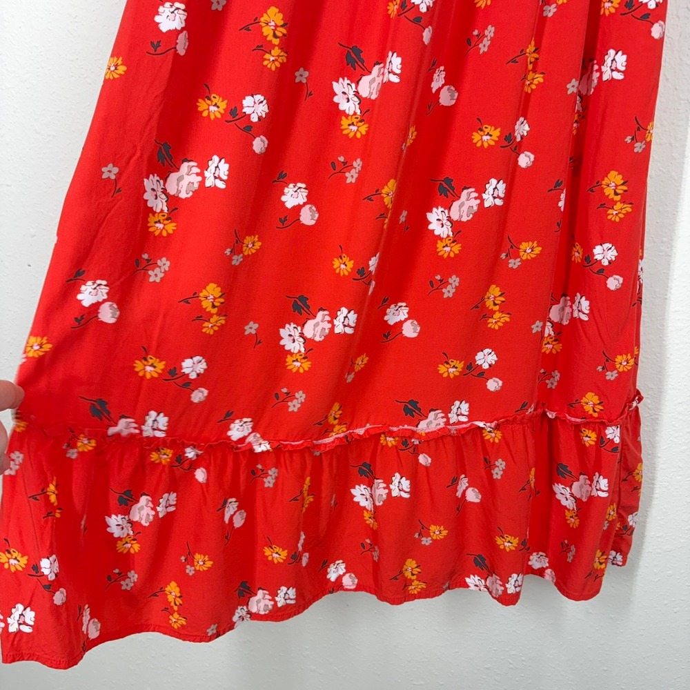 Isabel Maternity Maxi Dress M Orange Floral Smocked Ruffle Hem Sleeveless Summer - Picture 4 of 10